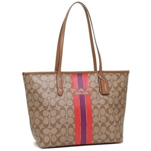 [NEW] COACH 38405 VARSITY STRIPE CITY ZIP TOTE IN SIGNATURE